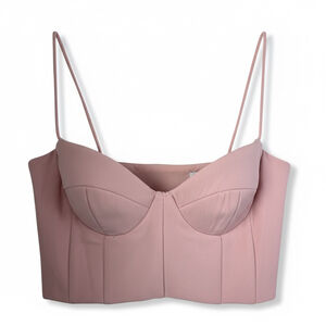 Alieva Pink Bustier Crop Top Sweetheart Neckline Spaghetti Strap Corset Small